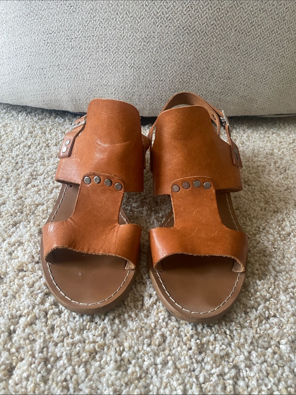 Barbara Barbieri Leather Women's Brown Leather Studded Slingback Sandals